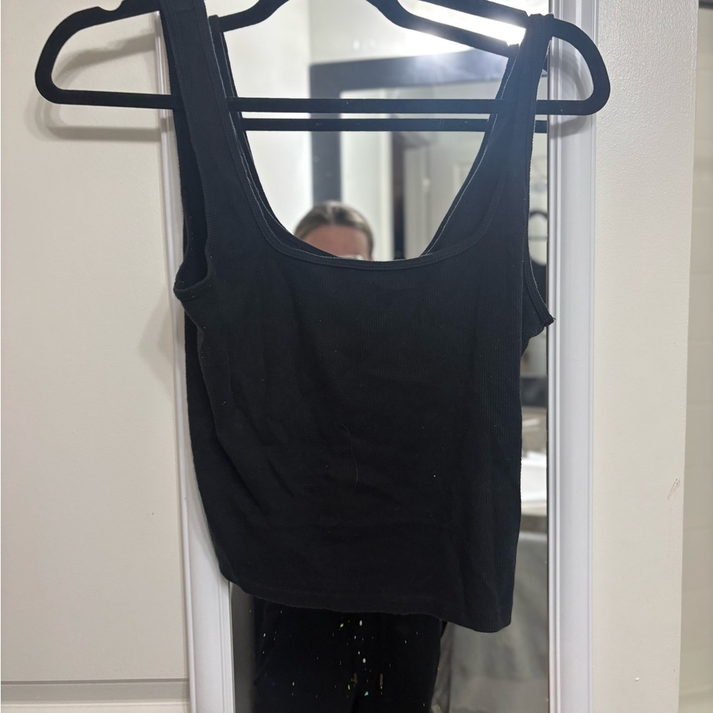 Abercrombie & Fitch Black Ribbed Scoop Tank